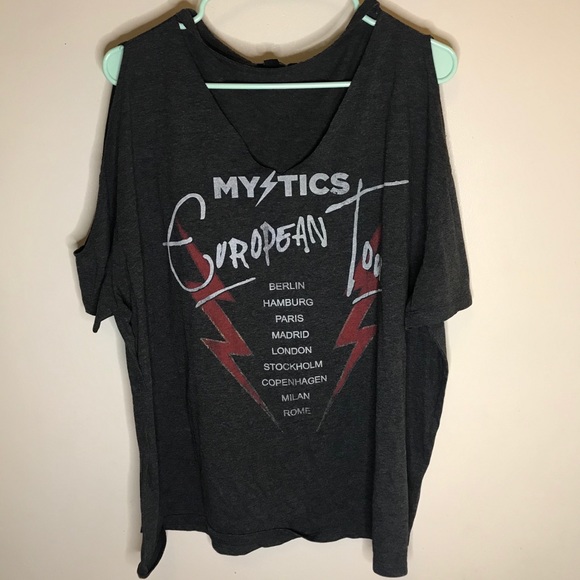 ASOS Curve Tops - ASOS Curve European Tour Shoulder-less T-shirt